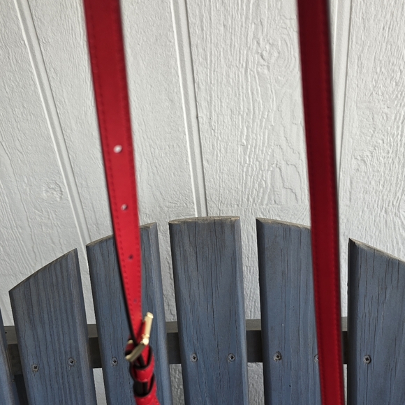 Michael Kors Red Pebbled Leather Crossbody with Gold Chain - Picture 8 of 10